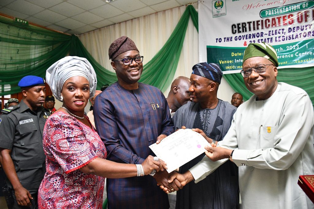 INEC issues Certificates of Return to Makinde, Assembly members-elect