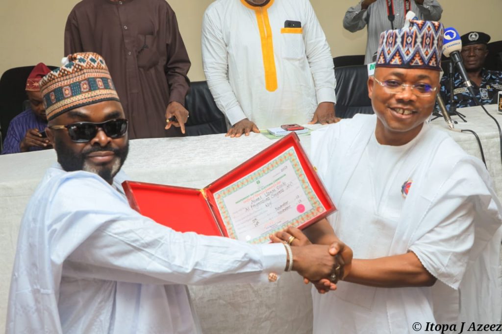 INEC presents certificates of return to Ododo, deputy Usman-Ododo-Certificate-of-Return