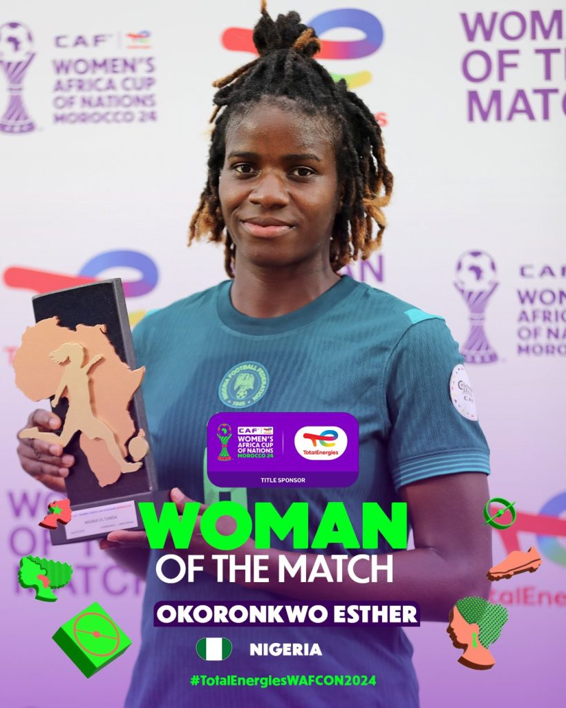 WAFCON 2024: Okoronkwo scoops WOTM award in Super Falcons’ win over Tunisia