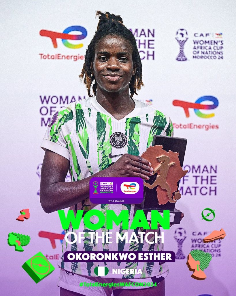 WAFCON 2024: Okoronkwo wins Woman of the Match vs Morocco