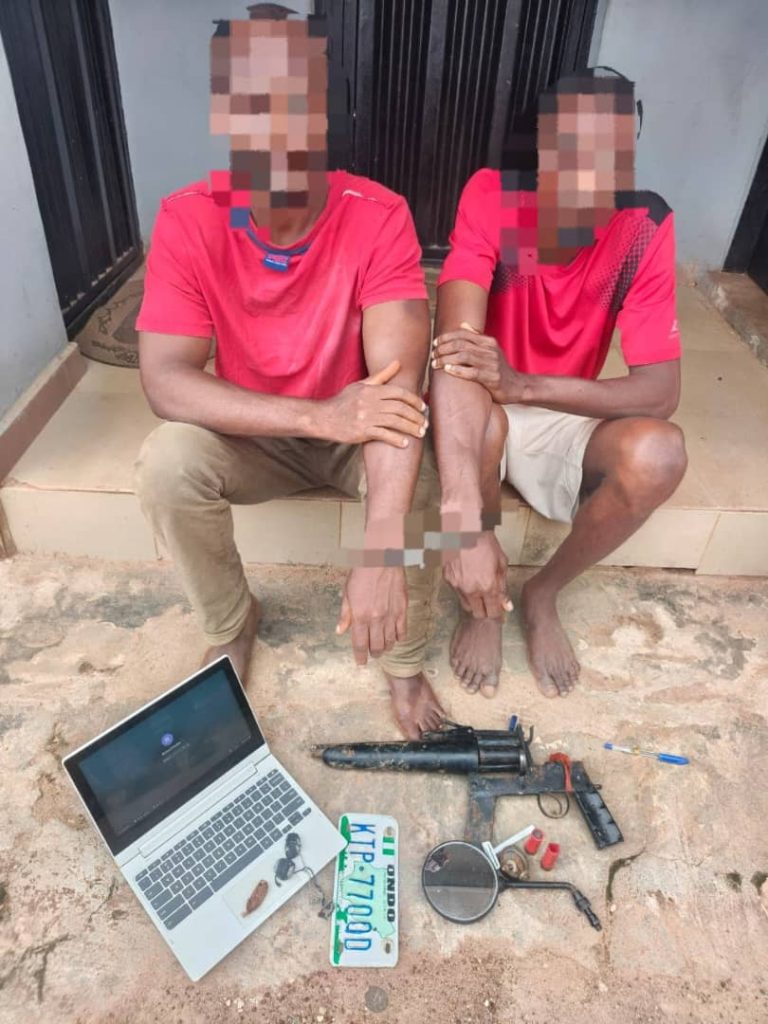 Police arrest two suspected armed robbers, recover revolver in Akure